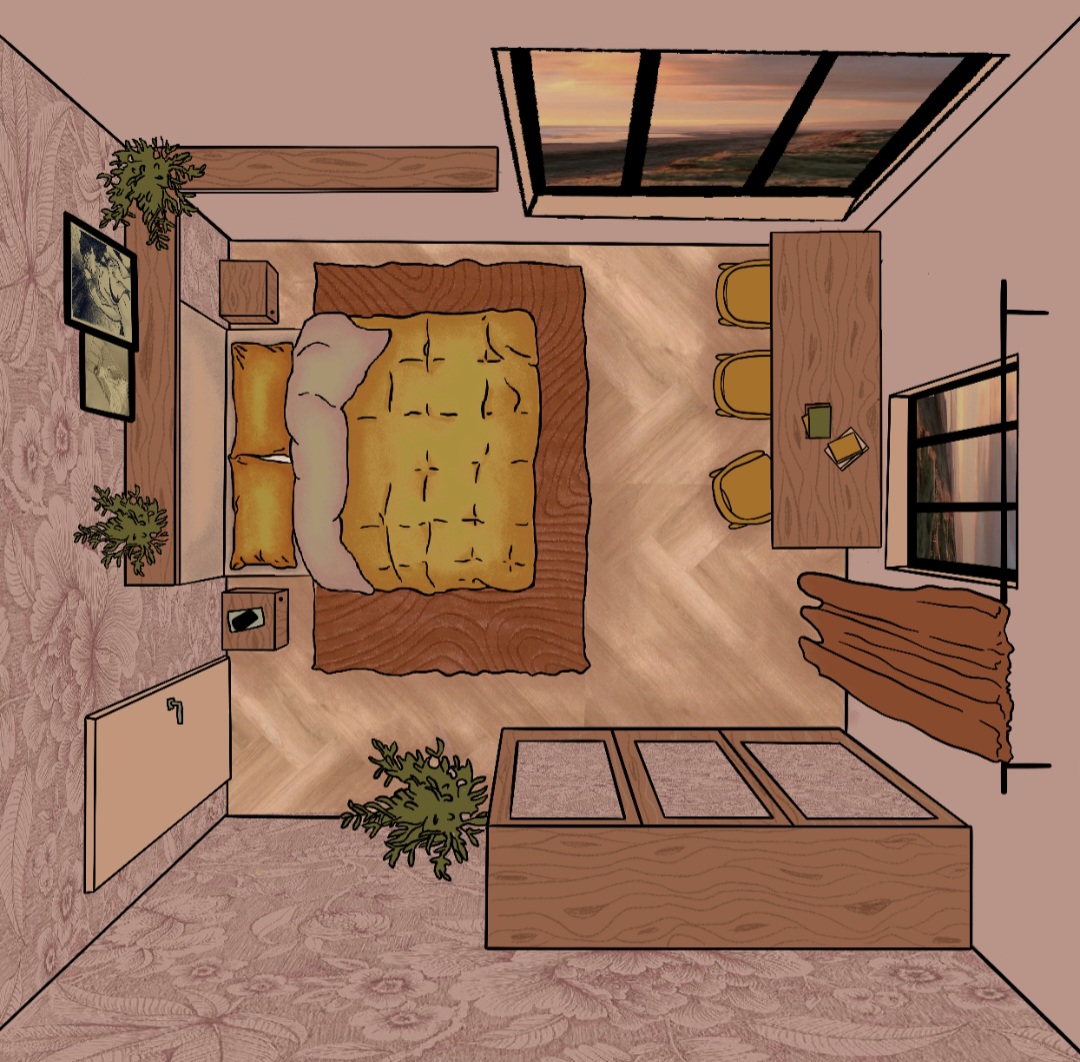 Interieur schets slaapkamer